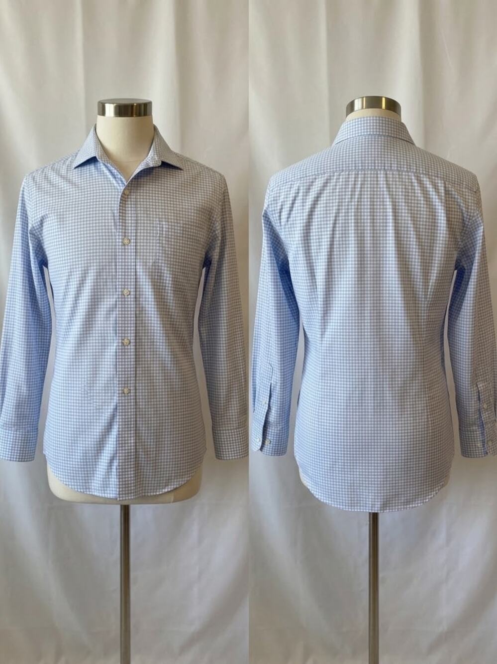 Lauren Ralph Lauren Mens Dress Shirt Blue White Gingham Check Long Sleeve XL